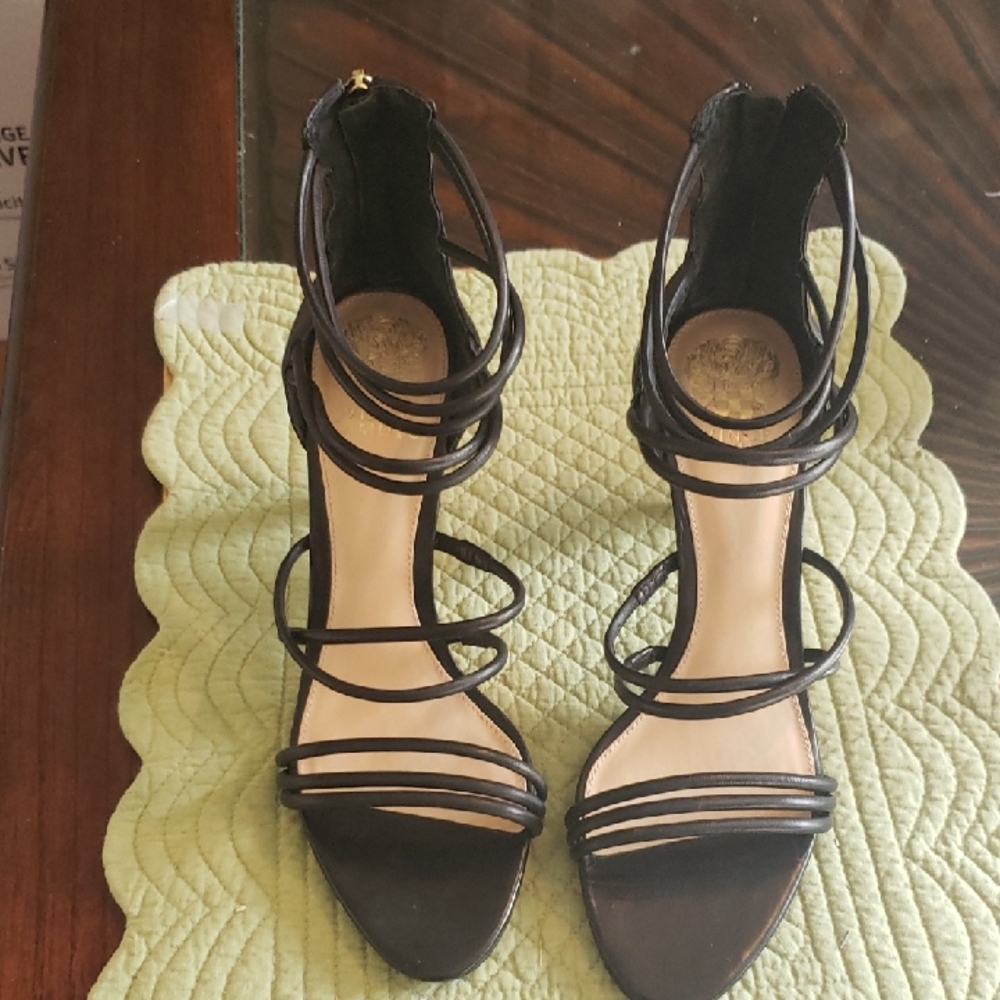 New Vince Camuto Black Strappy Heels with Ankle Straps Never Worn